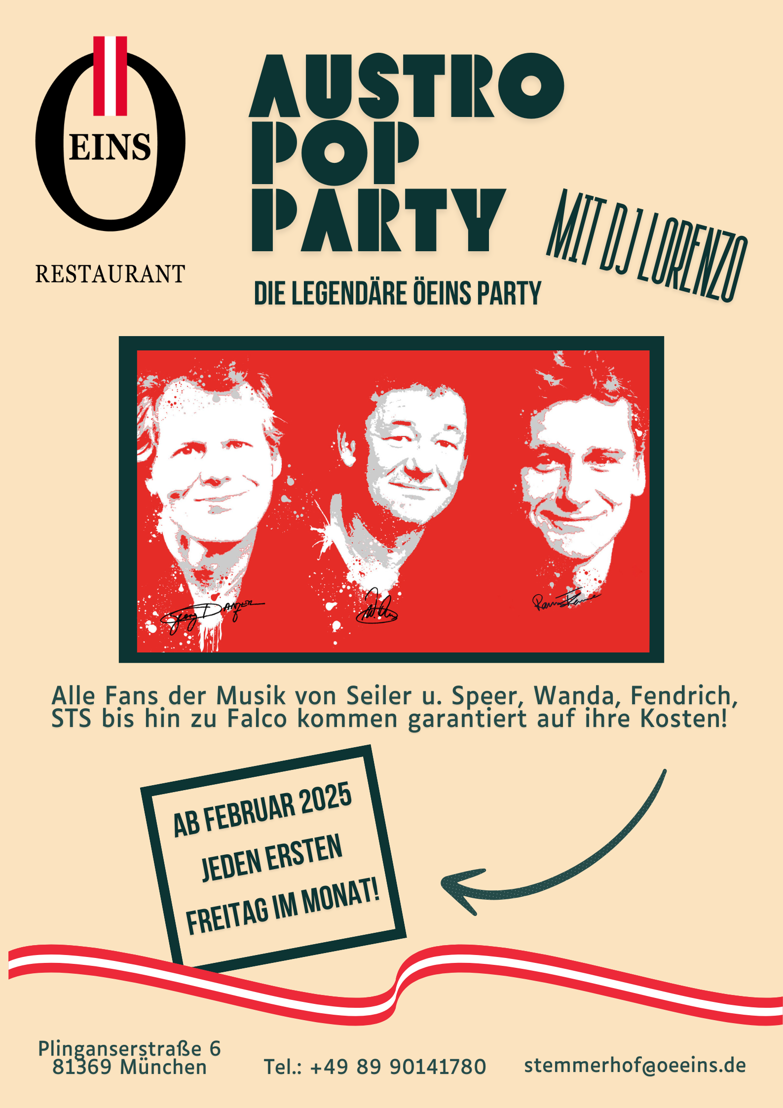 Poster für die Veranstaltung 'ÖEINS Austro Pop Party'